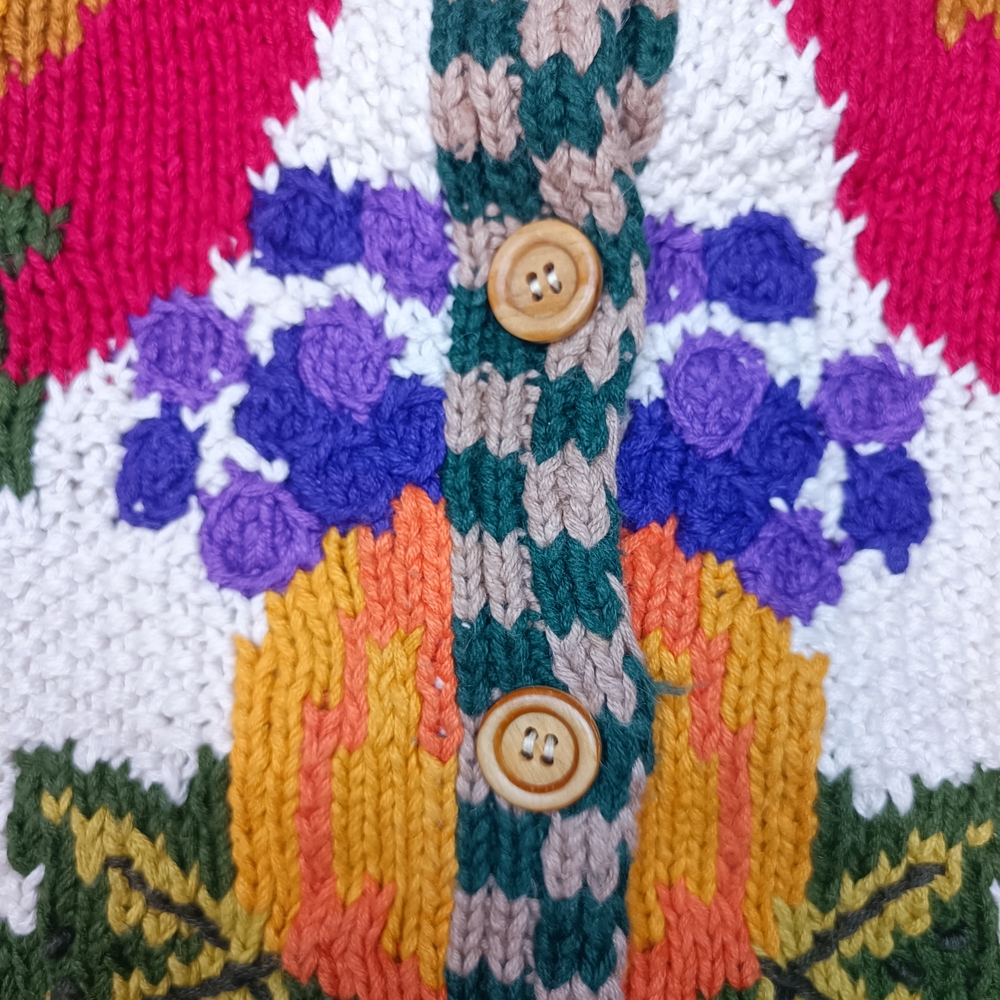 Raphels Vintage Grandma Fruits & Veggies Knit Cardigan Sweater M - Picture 3 of 16